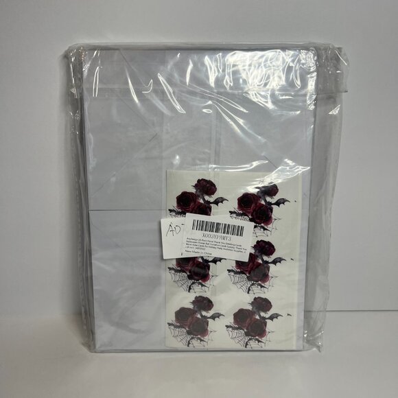 24 Pack Gothic Spooky Bat Black Floral Print Thank You Blank Cards w/ Envelopes - Picture 5 of 5